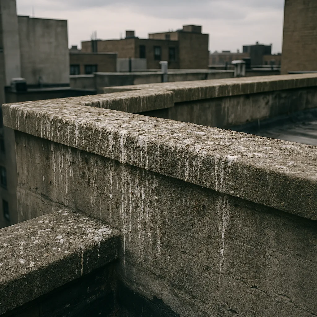 Avant — Toiture et terrasse souillées - Immeuble collectif